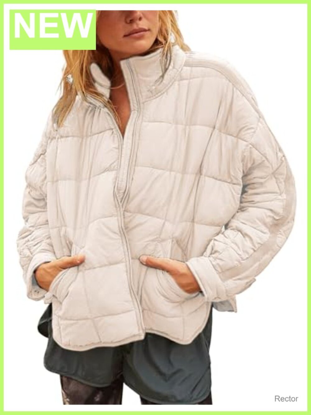 Quilted Lightweight Puffer Jacket Zip Up Padded Coat